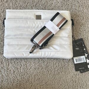 THINK ROYLN White Quilted Bag with Striped Strap